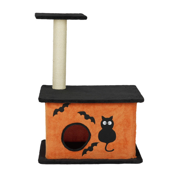 Halloween Cat Tree Tower – Orange & Black Cat Condo with Scratching Posts