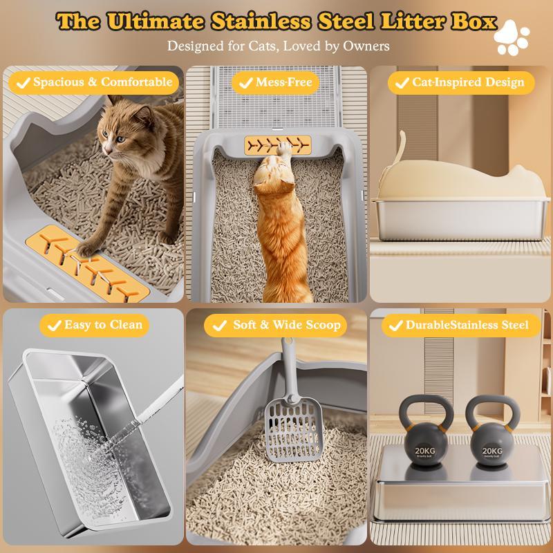 Large Stainless Steel Cat Litter Box