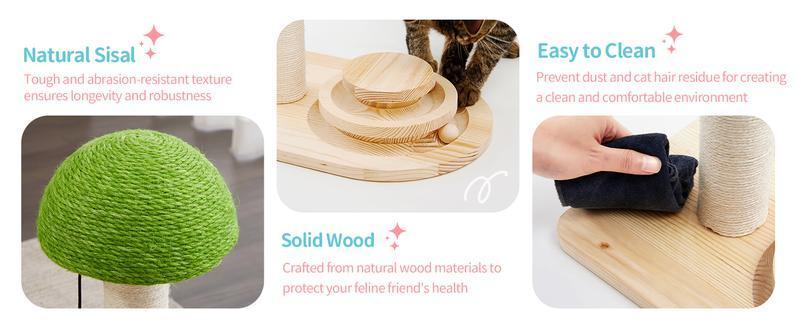 Mushroom Cat Scratching Post (2-in-1) – Sisal Ball Track Interactive Toy
