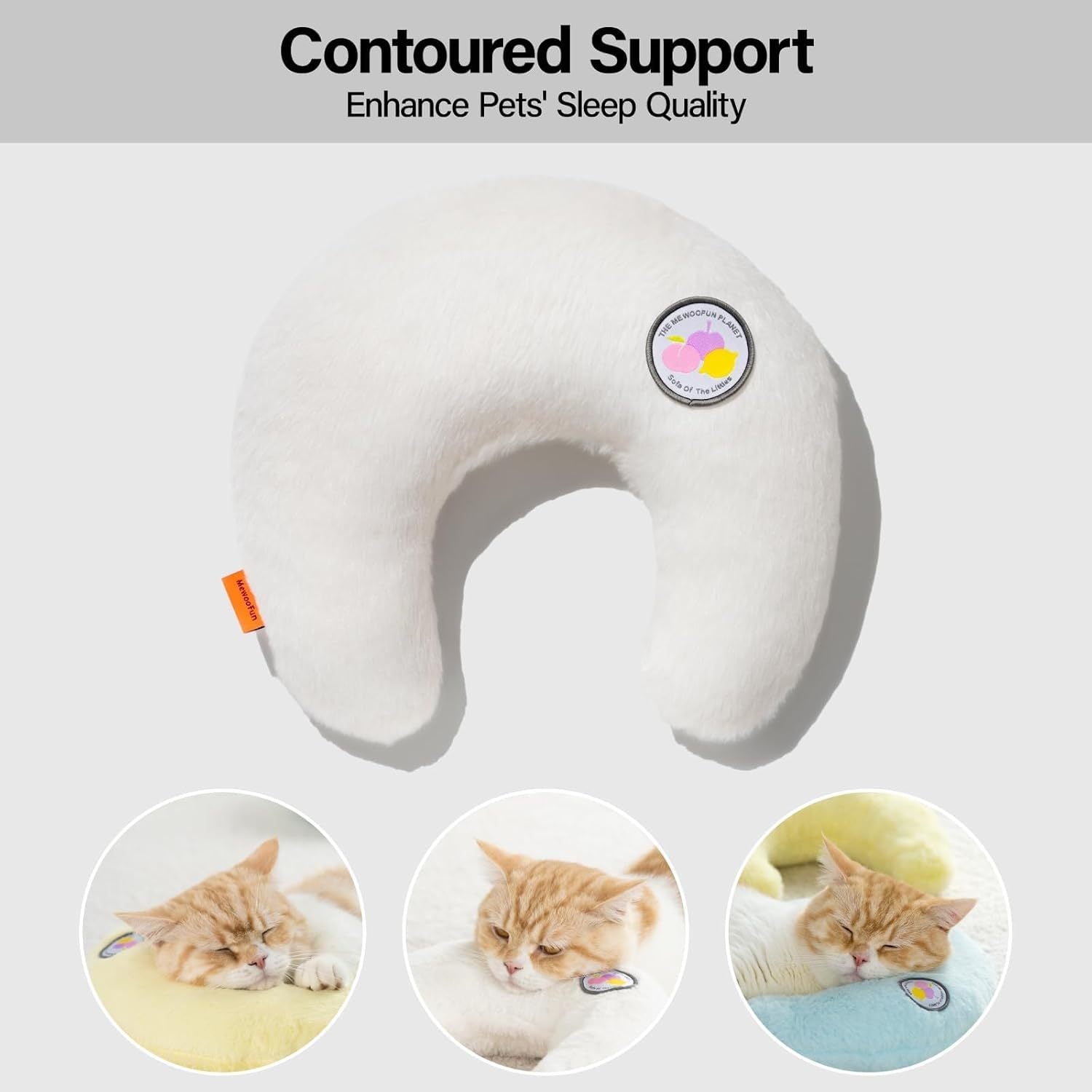 MEWOOFUN U-Shaped Orthopedic Pet Pillow – Cat & Puppy Support Cushion