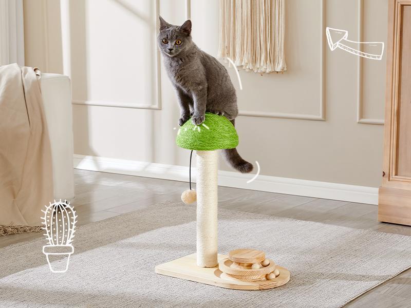 Mushroom Cat Scratching Post (2-in-1) – Sisal Ball Track Interactive Toy