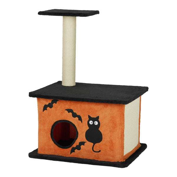 Halloween Cat Tree Tower – Orange & Black Cat Condo with Scratching Posts