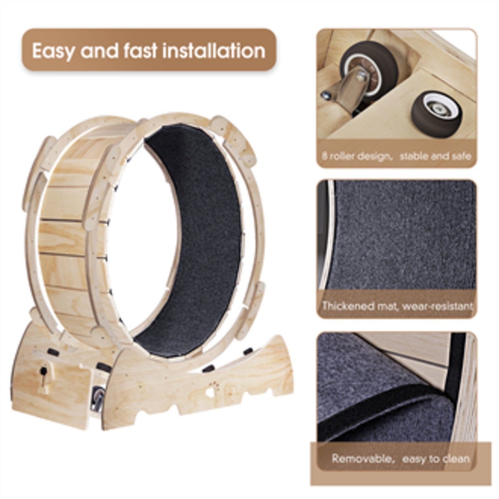 Cat Exercise Wheel – Indoor Running Wheel with Carpet Runway