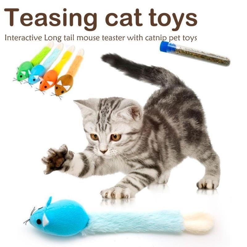 Long Tail Mouse Cat Toy – Interactive Teaser Toy for Cats